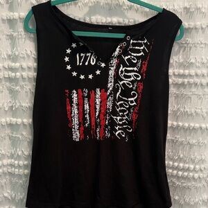 Black Sleeveless Graphic Top